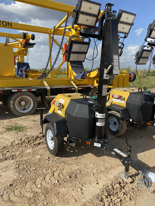 2021 Allmand NLV3GR (4) LED Light Fixture 350W, 23' Vertical Mast, 3kW Prime, Towable, Deep Sea L401, Leveling Jacks, Yanmar T4F 5.8hp