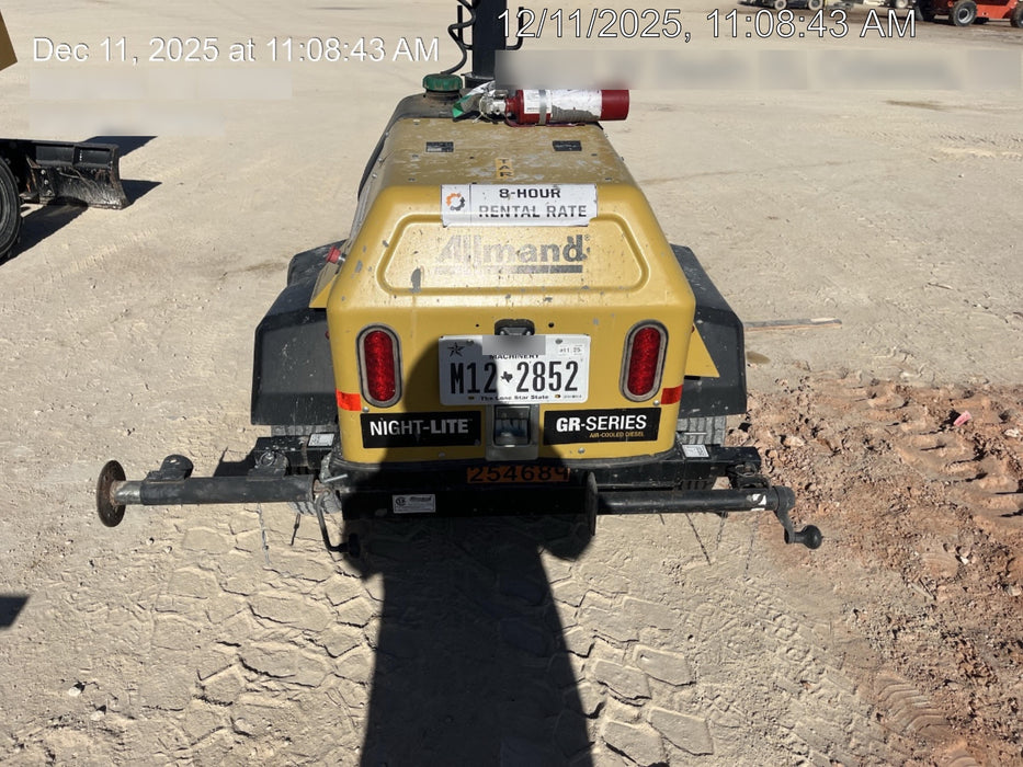 2022 Allmand NLV3GR (4) LED Light Fixture 350W, 23' Vertical Mast, 3kW Prime, Towable, ES Decals, T3