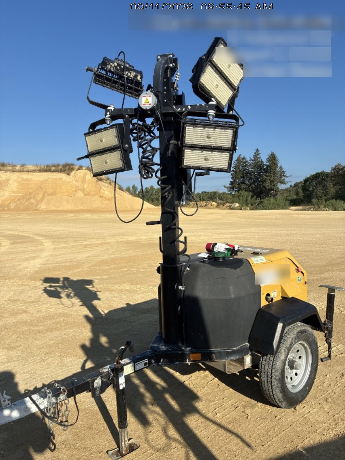 2022 Allmand NLV3GR (4) LED Light Fixture 350W, 23' Vertical Mast, 3kW Prime, Towable, Deep Sea L401, Leveling Jacks, Yanmar T4F 5.8hp