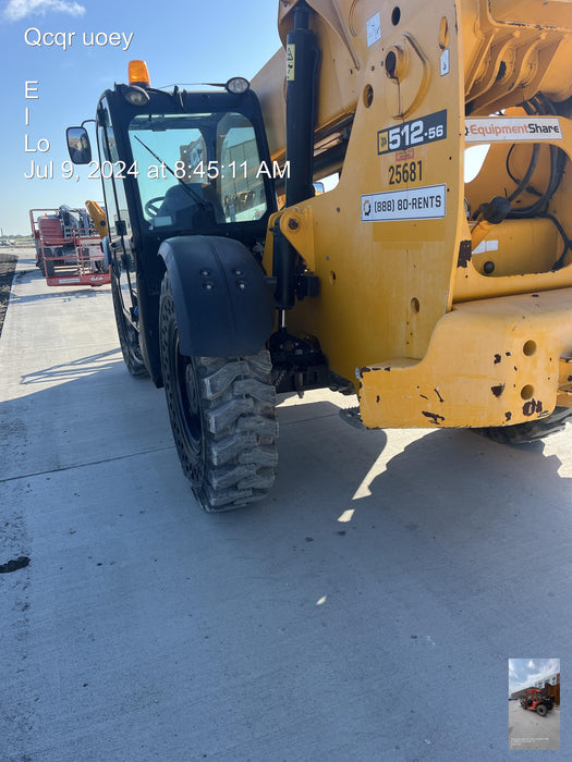 2019 JCB 512-56 109 HP w/CAB/HVAC, Beacon, Aux Hydraulics, Worklights, Solid Tires