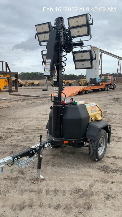 2022 Allmand NLV3GR (4) LED Light Fixture 350W, 23' Vertical Mast, 3kW Prime, Towable, Deep Sea L401, Leveling Jacks, Yanmar T4F 5.8hp