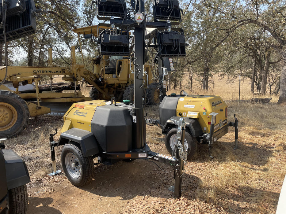 2022 Allmand NLV3GR (4) LED Light Fixture 350W, 23' Vertical Mast, 3kW Prime, Towable, ES Decals, T3