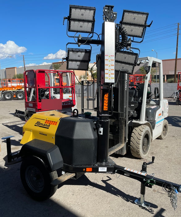 2022 Allmand NLV3GR (4) LED Light Fixture 350W, 23' Vertical Mast, 3kW Prime, Towable, ES Decals, T3