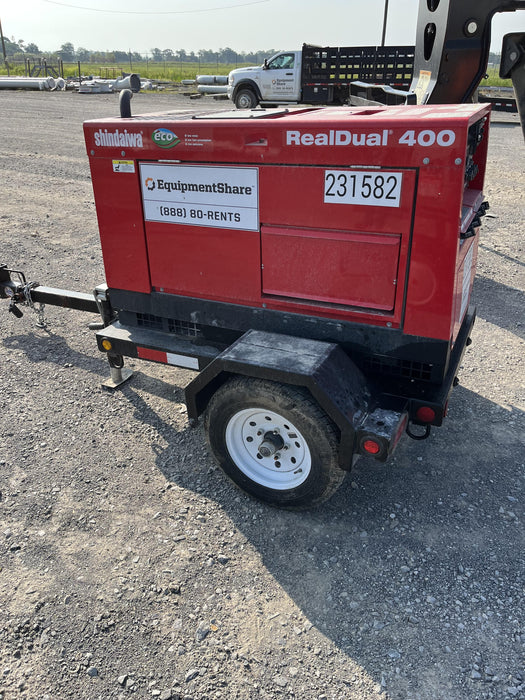 2022 Shindaiwa DGW400MDL Kubota D902 Engine, 23 HP, Dual Op Welder, Wire, Arc, Droop Stick, Tig, and CC Stick Functionality, Simulphase, 3 Phase and 1 Phase Gen Output, Single Axle NB Trlr, Slr Trckl Chrg 12V 12W, Fire Ext
