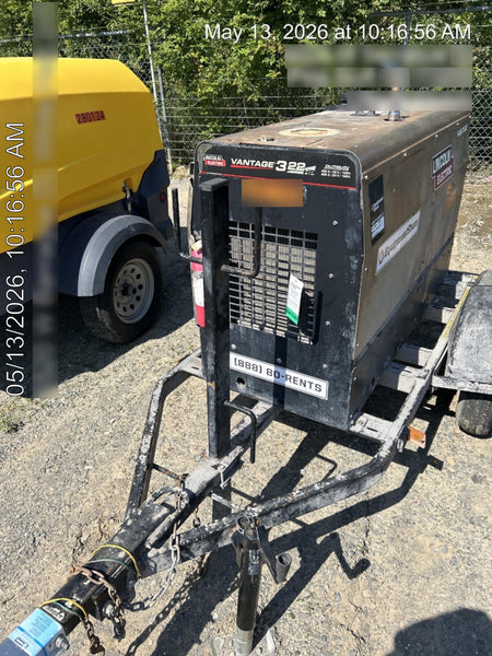 2019 Lincoln Electric Vantage 322 Ready-Pak 3, Two Wheel Trailer, Fender and Light Kit, Cable Rack