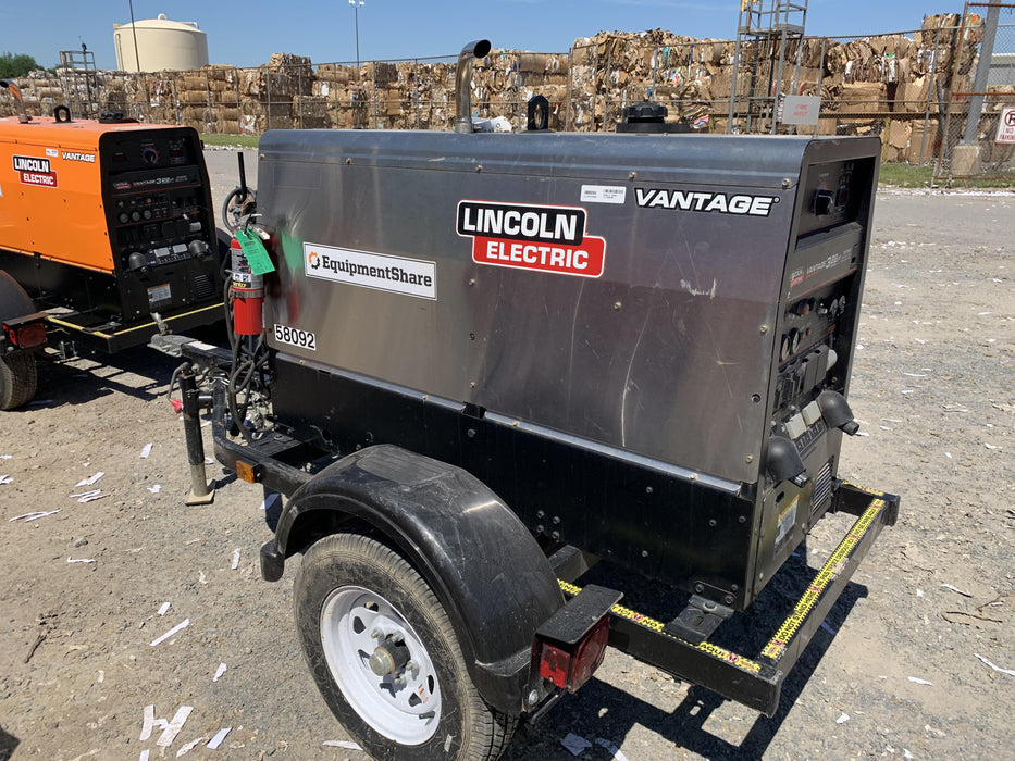 2019 Lincoln Electric Vantage 322 Welder Ready-Pak 3, Two wheel trailer, Fender and Light kit, Cable Rack