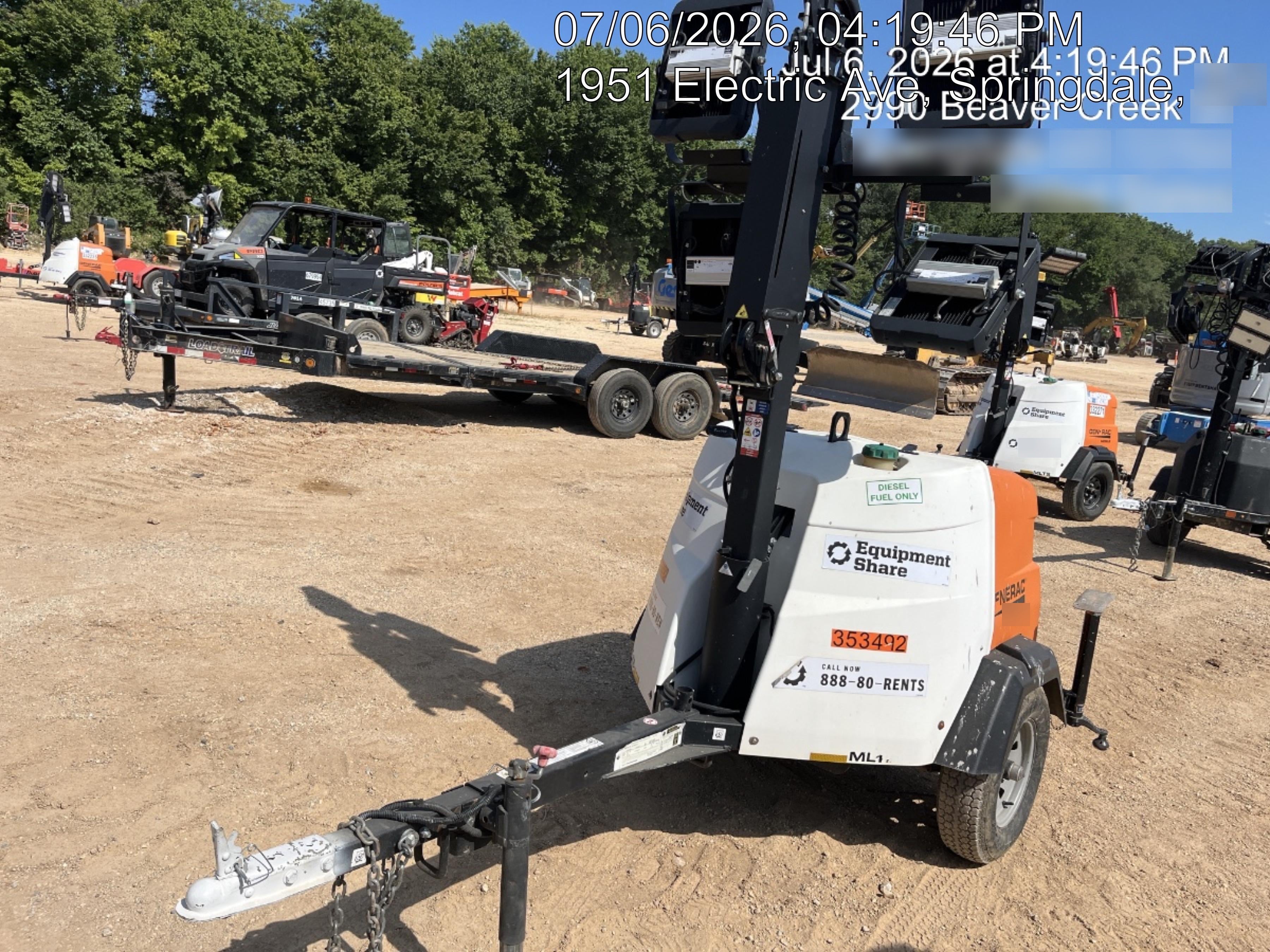 2023 Generac MLT2 Diesel, Flex Switch 120V Input, Powerzone Controller, (4) 320W LED Lights, 4kW Generator, 39.9 Gal Fuel Tank, 2" Ball, T3