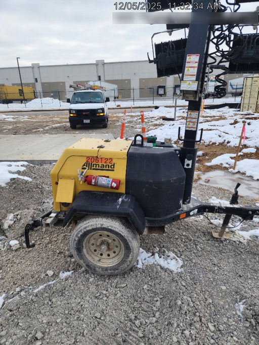 2022 Allmand NLV3GR (4) LED Light Fixture 350W, 23' Vertical Mast, 3kW Prime, Towable, Deep Sea L401, Leveling Jacks, Yanmar T4F 5.8hp