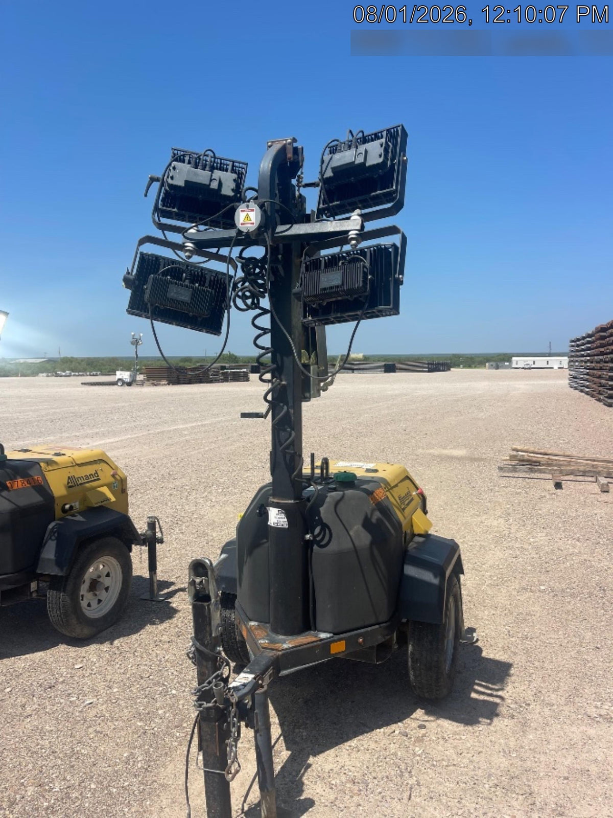 2022 Allmand NLV3GR (4) LED Light Fixture 350W, 23' Vertical Mast, 3kW Prime, Towable, Deep Sea L401, Leveling Jacks, Yanmar T4F 5.8hp