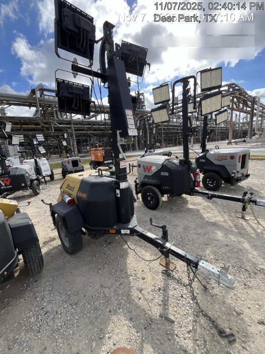 Allmand NLV3GR (4) LED Light Fixture 350W, 23' Vertical Mast, 3kW Prime, Towable, Deep Sea L401, Leveling Jacks, Yanmar T4F 5.8hp