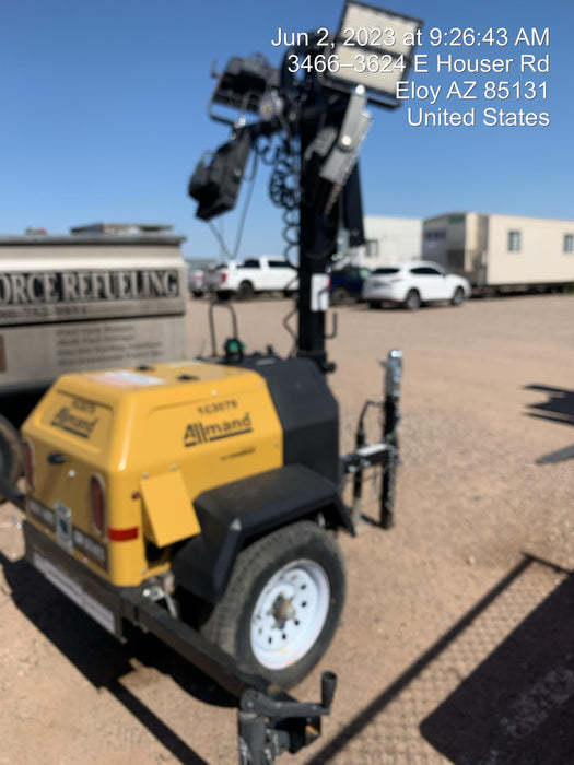 2021 Allmand NLV3GR (4) LED Light Fixture 350W, 23' Vertical Mast, 3kW Prime, Towable, Deep Sea L401, Leveling Jacks, Yanmar T4F 5.8hp