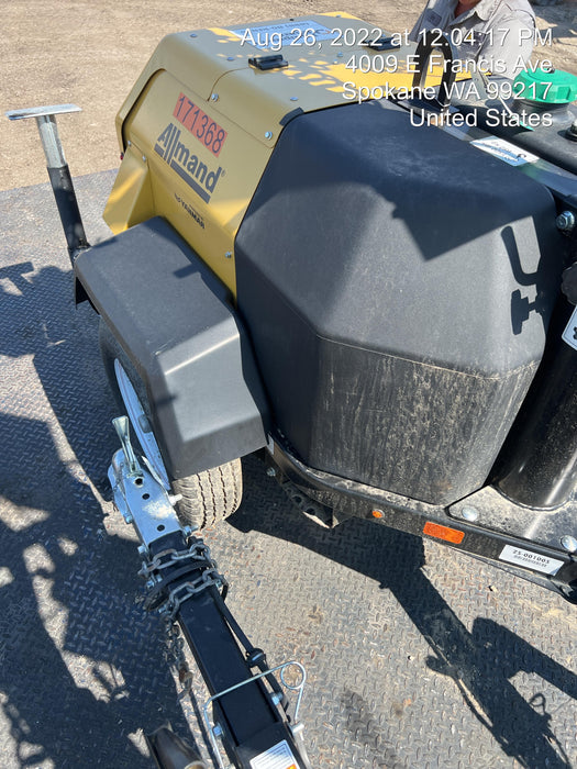 2021 Allmand NLV3GR (4) LED Light Fixture 350W, 23' Vertical Mast, 3kW Prime, Towable, Deep Sea L401, Leveling Jacks, Yanmar T4F 5.8hp