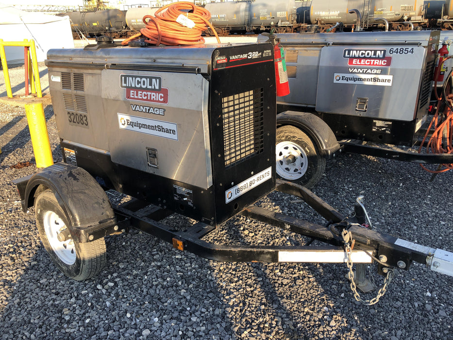 2019 Lincoln Electric Vantage 322 Welder Ready-Pak 3, Two wheel trailer, Fender and Light kit, Cable Rack