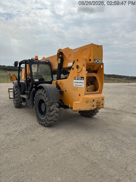 2019 JCB 510-56 Open ROPS, 74 HP, Solid Tires, Worklights, Beacon, Aux Hydraulics, Lifting Eye 66" Carriage/60" Forks