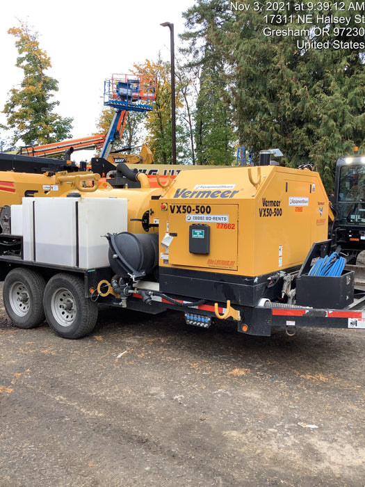 2020 Vermeer VX50-500 49Hp Kubota Diesel - 500 Gal Debris Tank - 1,025 CFM Vacuum Pump, Strong Arm, x2 205 Gal Water Tanks