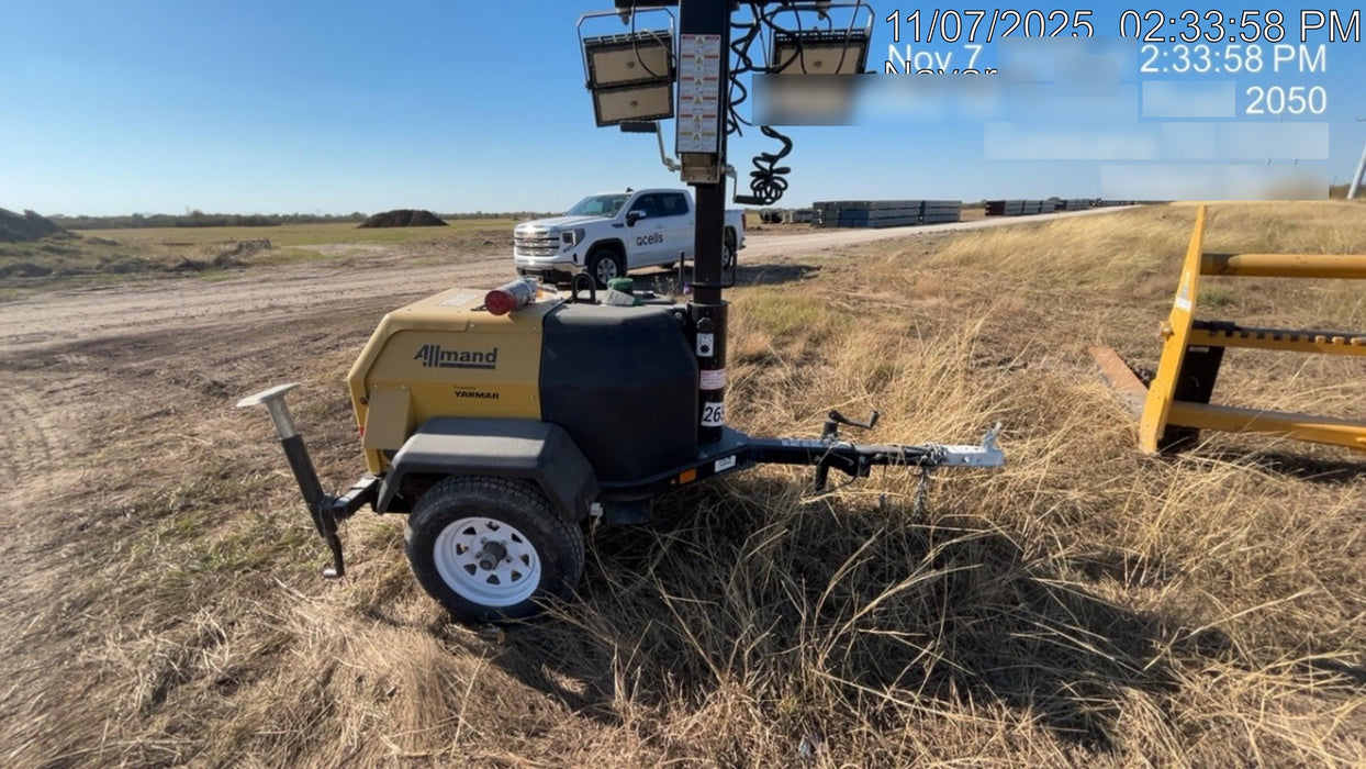 2022 Allmand NLV3GR (4) LED Light Fixture 350W, 23' Vertical Mast, 3kW Prime, Towable, ES Decals, T3