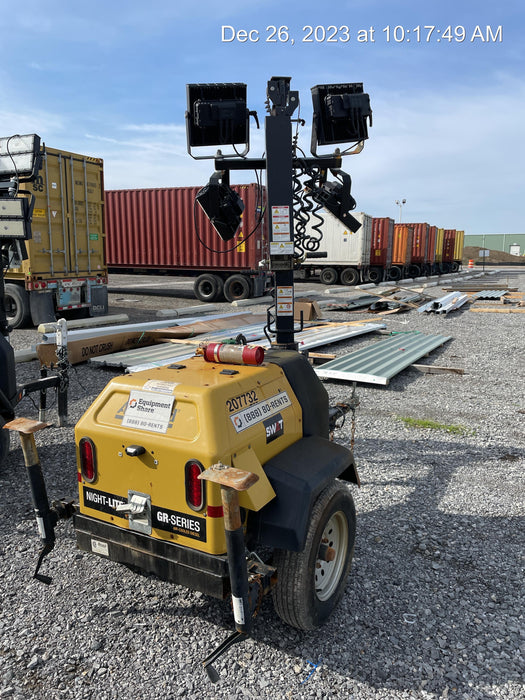 2022 Allmand NLV3GR (4) LED Light Fixture 350W, 23' Vertical Mast, 3kW Prime, Towable, Deep Sea L401, Leveling Jacks, Yanmar T4F 5.8hp