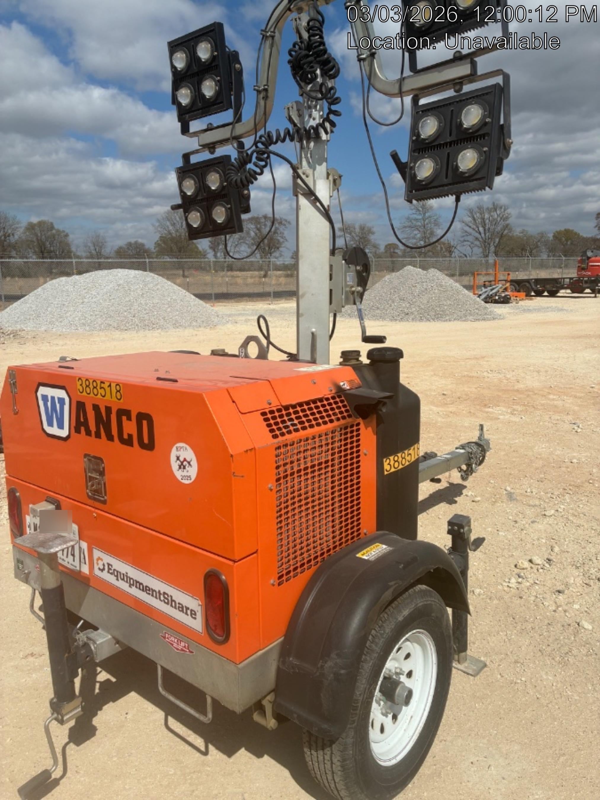 2024 Wanco WLTT-4MM4K Diesel, Deep Sea Controller, Shore Power Plug, Auto Start, (4) 350W LED Floodlights, 4kW Generator, 60 Gal Fuel Tank, 2" Ball, T3