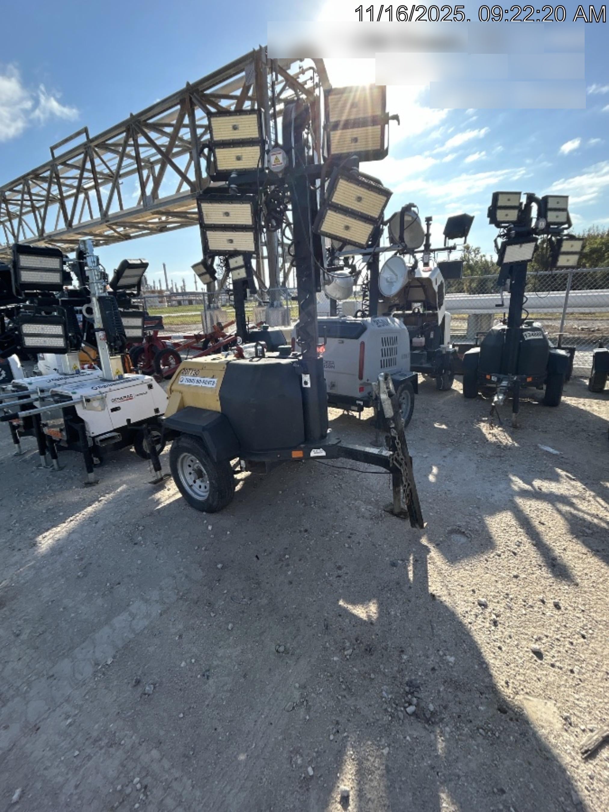 2022 Allmand NLV3GR (4) LED Light Fixture 350W, 23' Vertical Mast, 3kW Prime, Towable, Deep Sea L401, Leveling Jacks, Yanmar T4F 5.8hp