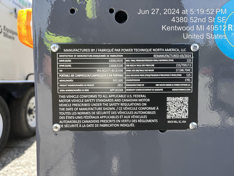 2024 ATLAS COPCO 1600CD6 Tier 3 Reman