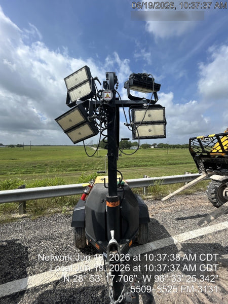 Allmand NLV3GR (4) LED Light Fixture 350W, 23' Vertical Mast, 3kW Prime, Towable, Deep Sea L401, Leveling Jacks, Yanmar T4F 5.8hp