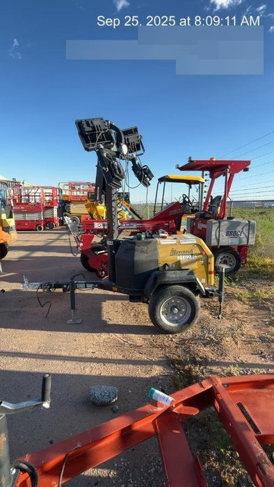 2022 Allmand NLV3GR (4) LED Light Fixture 350W, 23' Vertical Mast, 3kW Prime, Towable, Deep Sea L401, Leveling Jacks, Yanmar T4F 5.8hp