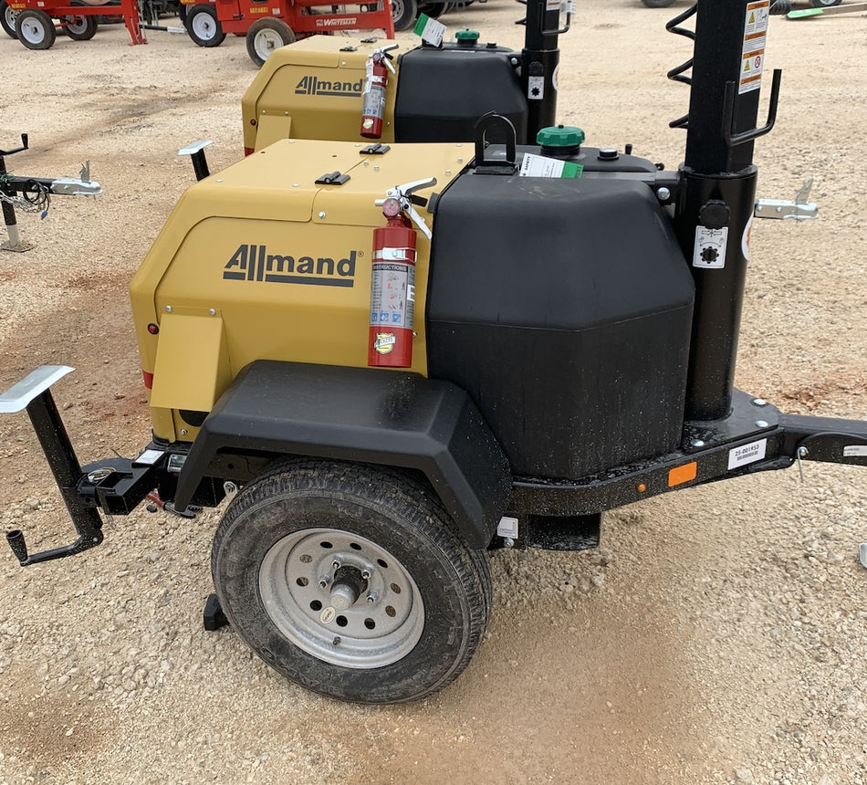 2022 Allmand NLV3GR (4) LED Light Fixture 350W, 23' Vertical Mast, 3kW Prime, Towable, Deep Sea L401, Leveling Jacks, Yanmar T4F 5.8hp