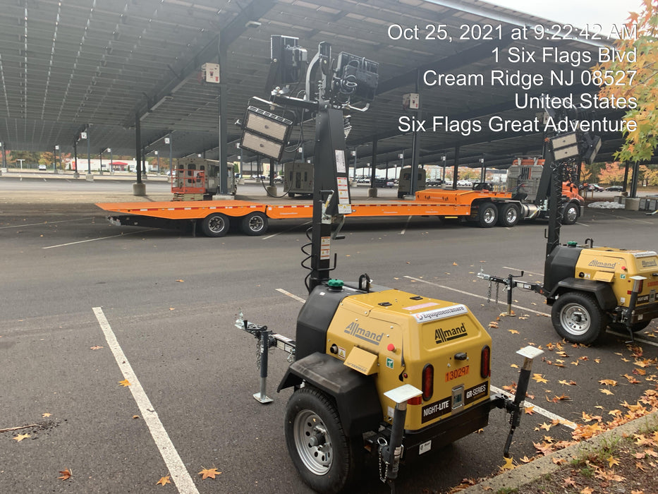 2021 Allmand NLV3GR (4) LED Light Fixture 350W, 23' Vertical Mast, 3kW Prime, Towable, Deep Sea L401, Leveling Jacks, Yanmar T4F 5.8hp