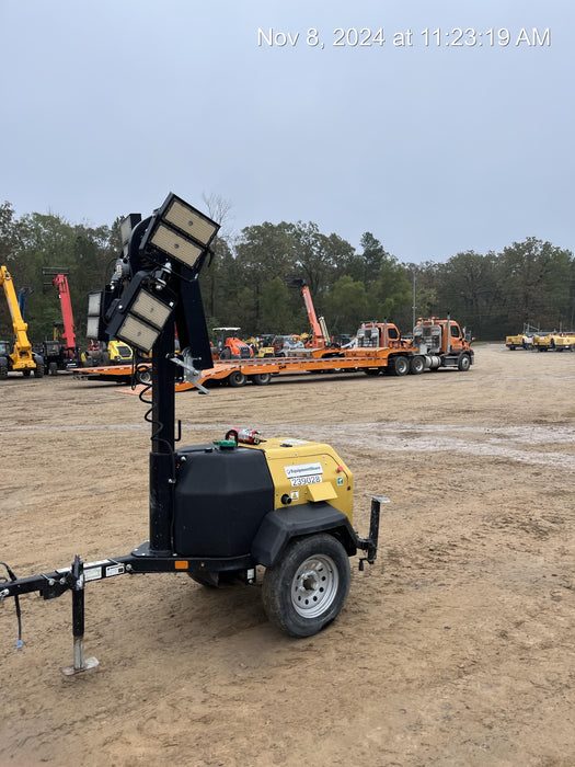 2022 Allmand NLV3GR (4) LED Light Fixture 350W, 23' Vertical Mast, 3kW Prime, Towable, Deep Sea L401, Leveling Jacks, Yanmar T4F 5.8hp