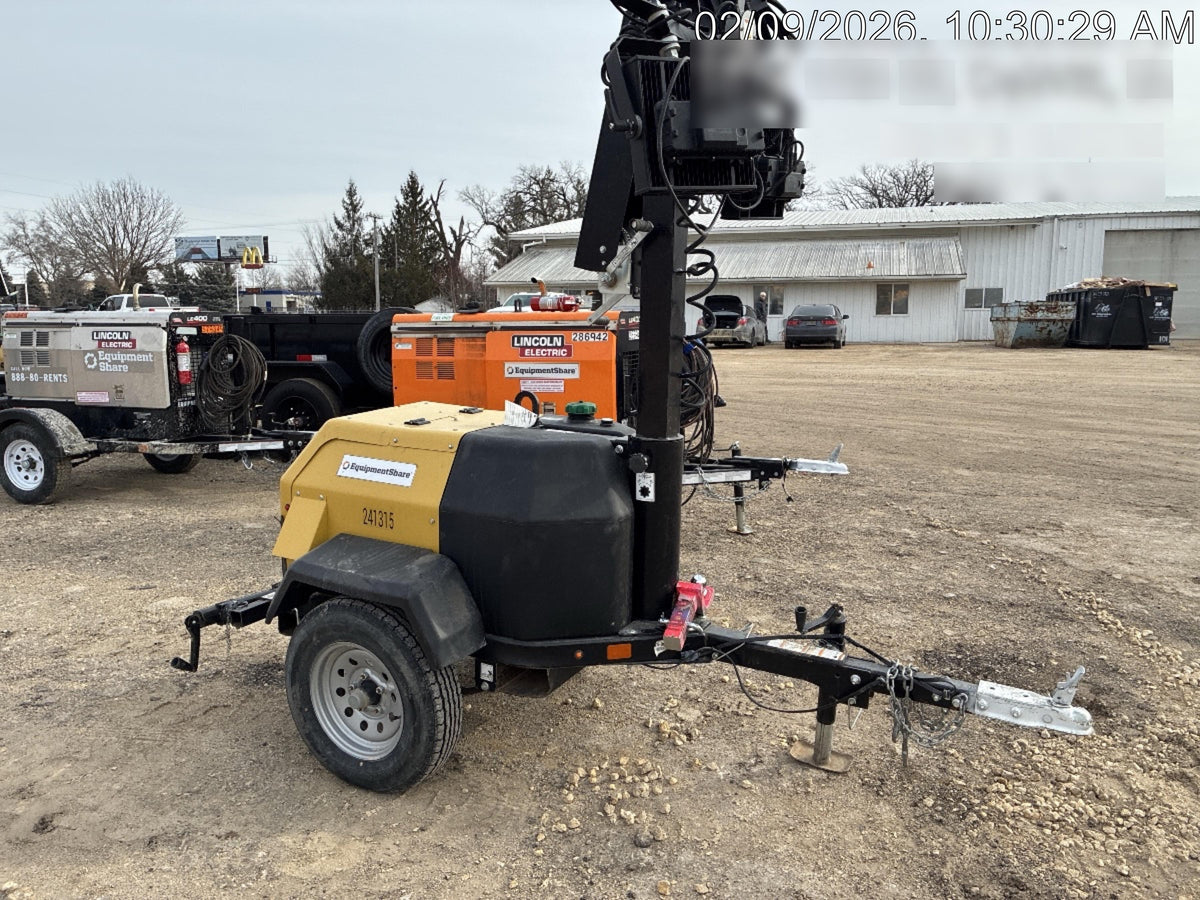 2022 Allmand NLV3GR (4) LED Light Fixture 350W, 23' Vertical Mast, 3kW Prime, Towable, Deep Sea L401, Leveling Jacks, Yanmar T4F 5.8hp