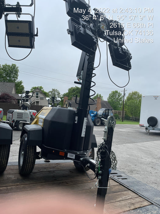 2022 Allmand NLV3GR (4) LED Light Fixture 350W, 23' Vertical Mast, 3kW Prime, Towable, Deep Sea L401, Leveling Jacks, Yanmar T4F 5.8hp