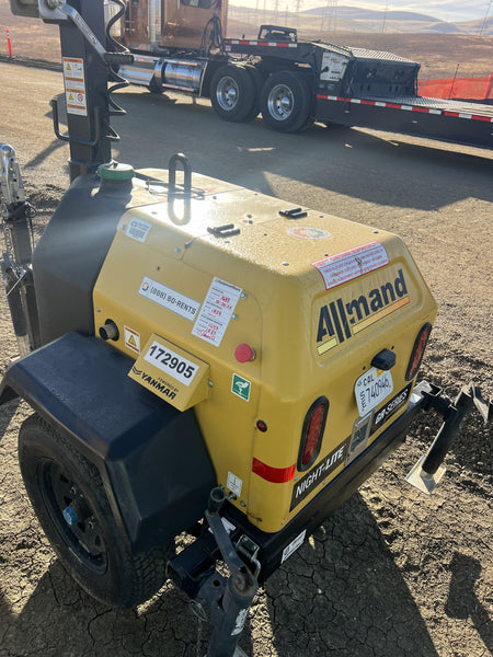 Allmand NLV3GR (4) LED Light Fixture 350W, 23' Vertical Mast, 3kW Prime, Towable, Deep Sea L401, Leveling Jacks, Yanmar T4F 5.8hp