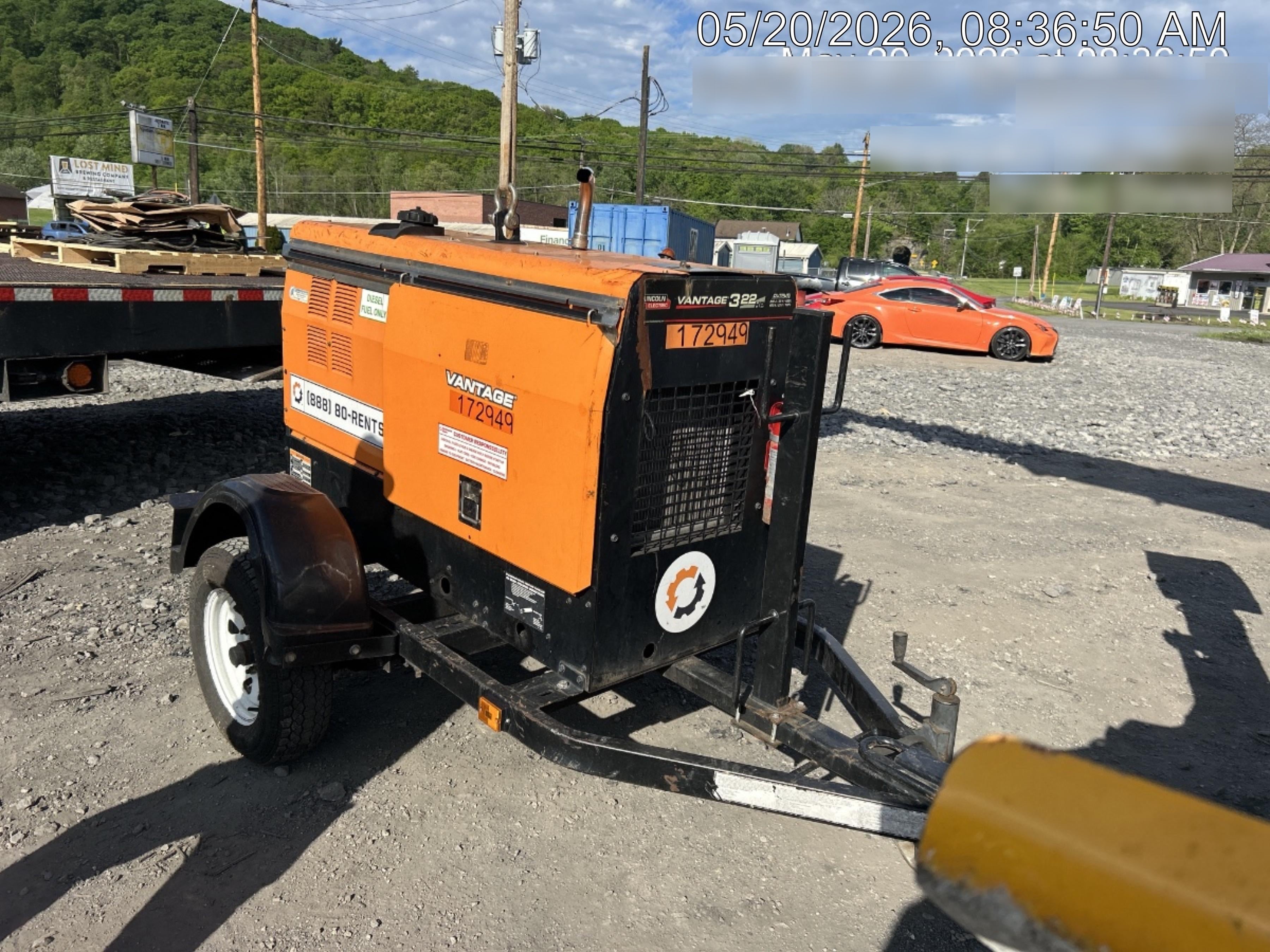 2021 Lincoln Electric Vantage 322 Vantage 322 Ready Pak 3 w/ Decals, ORANGE (includes trailer, cable rack, fender light kit) NO Telematics