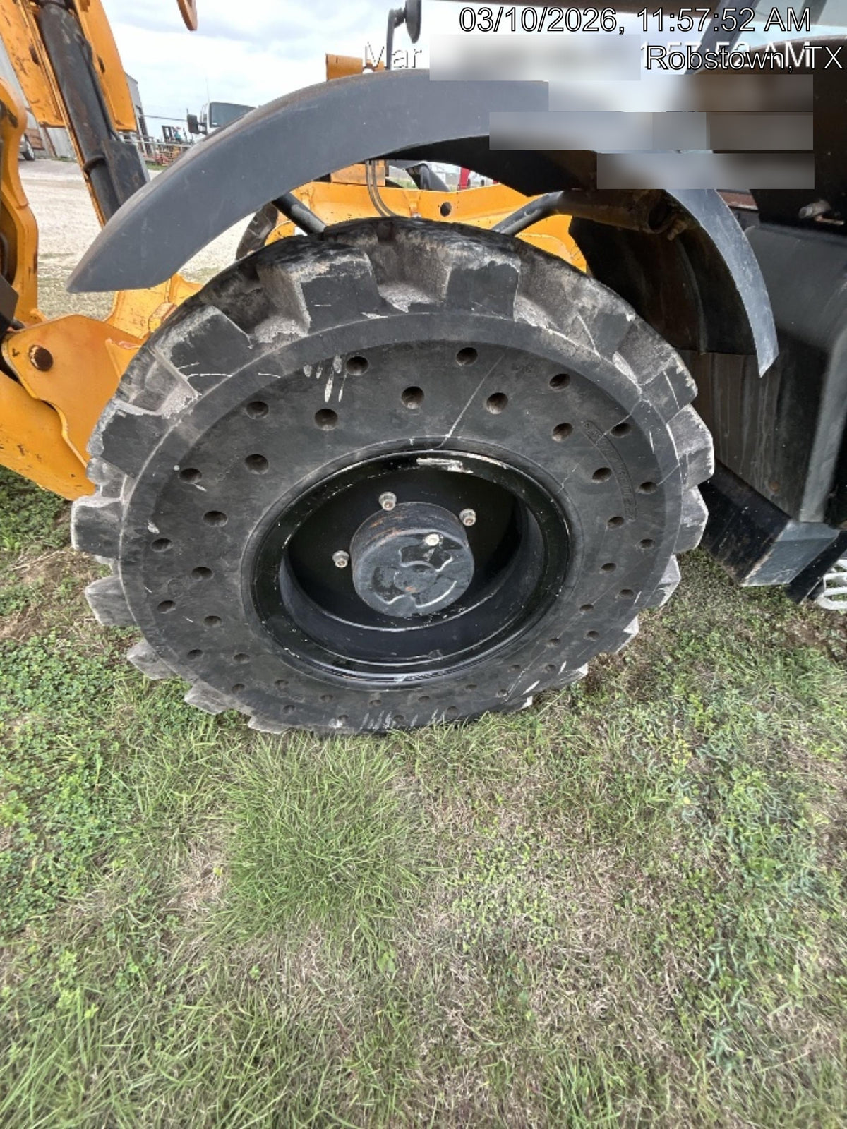 2019 JCB 512-56 109 HP w/Open ROPS, Beacon, Aux Hydraulics, Worklights, Solid Tires w/66" Carriage/60" Forks