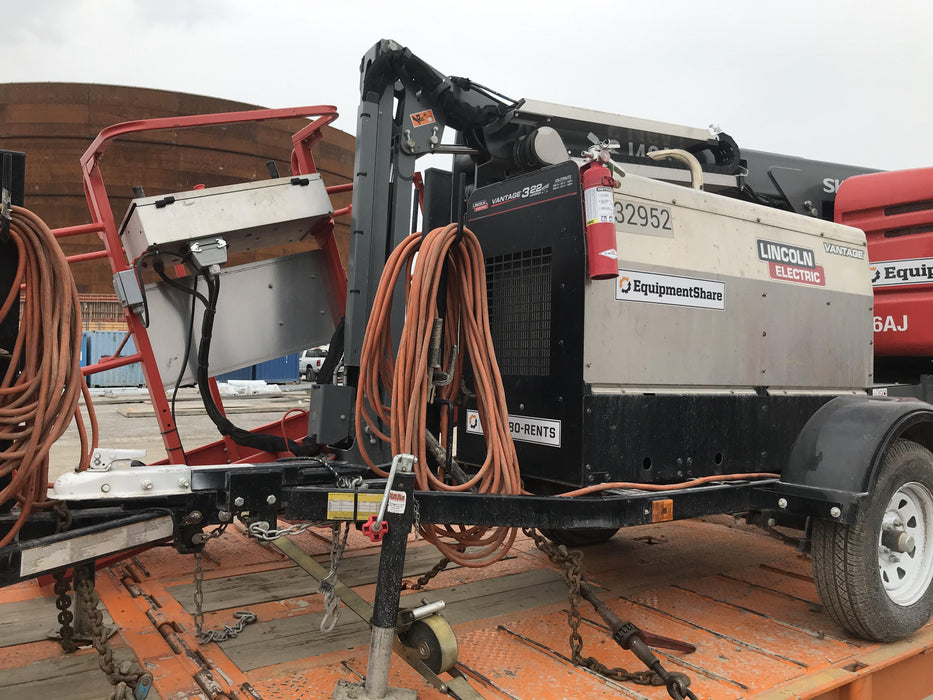 2019 Lincoln Electric Vantage 322 Welder Ready-Pak 3, Two wheel trailer, Fender and Light kit, Cable Rack