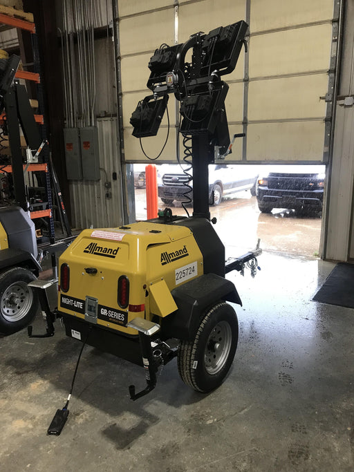 2022 Allmand NLV3GR (4) LED Light Fixture 350W, 23' Vertical Mast, 3kW Prime, Towable, Deep Sea L401, Leveling Jacks, Yanmar T4F 5.8hp