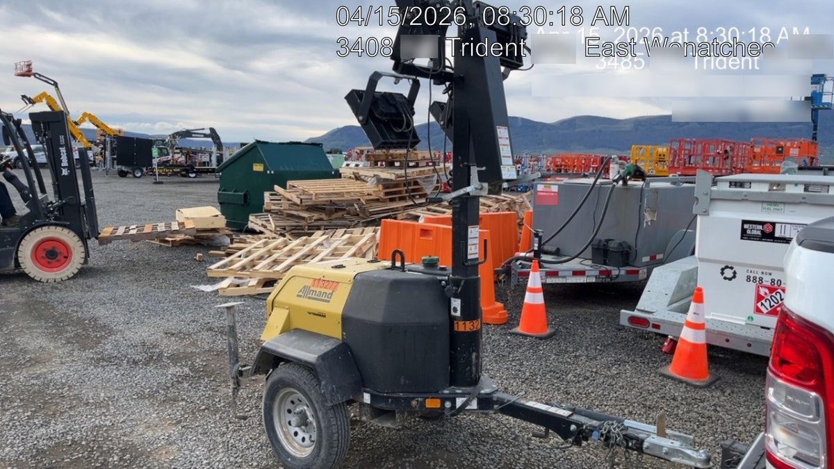 2020 Allmand NLV3GR (4) LED Light Fixture 350W, 23' Vertical Mast, 3kW Prime, Towable, Deep Sea L401, Leveling Jacks, Yanmar T4F 5.8hp