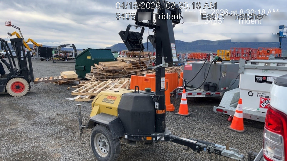2020 Allmand NLV3GR (4) LED Light Fixture 350W, 23' Vertical Mast, 3kW Prime, Towable, Deep Sea L401, Leveling Jacks, Yanmar T4F 5.8hp