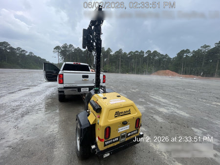 2022 Allmand NLV3GR (4) LED Light Fixture 350W, 23' Vertical Mast, 3kW Prime, Towable, Deep Sea L401, Leveling Jacks, Yanmar T4F 5.8hp