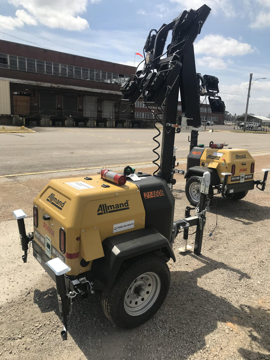 2022 Allmand NLV3GR (4) LED Light Fixture 350W, 23' Vertical Mast, 3kW Prime, Towable, Deep Sea L401, Leveling Jacks, Yanmar T4F 5.8hp