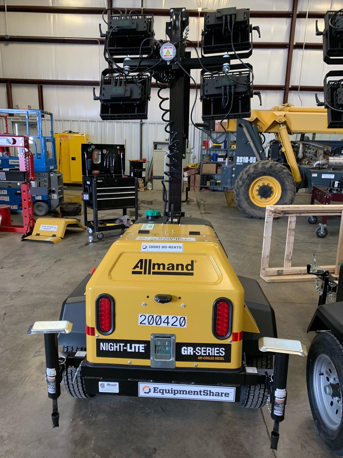 2022 Allmand NLV3GR (4) LED Light Fixture 350W, 23' Vertical Mast, 3kW Prime, Towable, Deep Sea L401, Leveling Jacks, Yanmar T4F 5.8hp