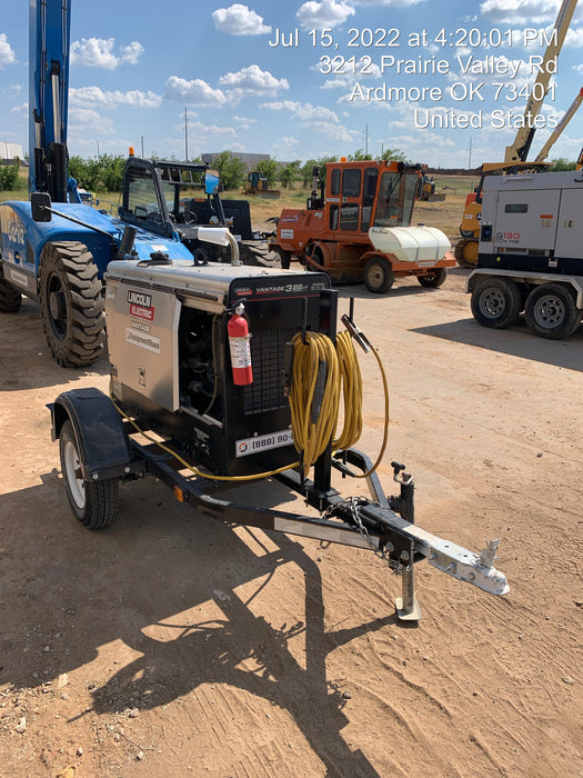 2019 Lincoln Electric Vantage 322 Ready-Pak 3, Two Wheel Trailer, Fender and Light Kit, Cable Rack