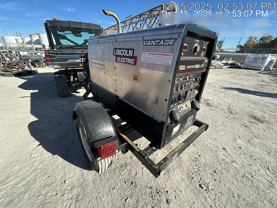 2019 Lincoln Electric Vantage 322 Ready-Pak 3, Two Wheel Trailer, Fender and Light Kit, Cable Rack