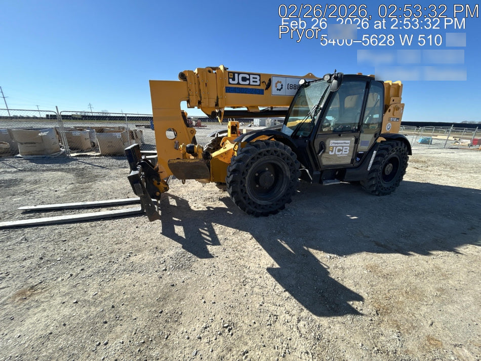 2019 JCB 512-56 Cab/Heat/Air, 109 HP, Solid Tires, STD Worklight, Beacon, Aux Hydraulics, Lifting Eye, Back up Alarm w/66" Carriage/60" Forks