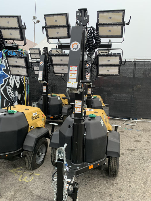 2021 Allmand NLV3GR (4) LED Light Fixture 350W, 23' Vertical Mast, 3kW Prime, Towable, Deep Sea L401, Leveling Jacks, Yanmar T4F 5.8hp