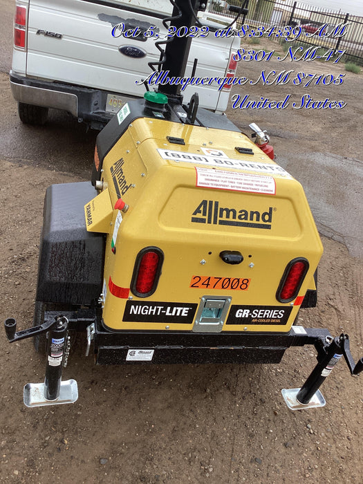 2022 Allmand NLV3GR (4) LED Light Fixture 350W, 23' Vertical Mast, 3kW Prime, Towable, ES Decals, T3