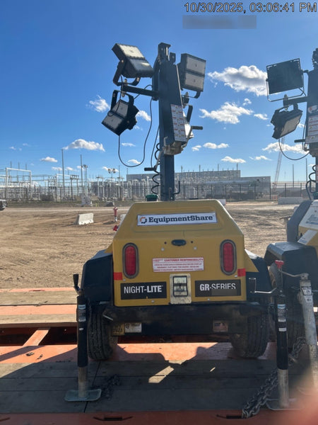 2022 Allmand NLV3GR (4) LED Light Fixture 350W, 23' Vertical Mast, 3kW Prime, Towable, ES Decals, T3