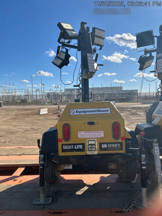 2022 Allmand NLV3GR (4) LED Light Fixture 350W, 23' Vertical Mast, 3kW Prime, Towable, ES Decals, T3