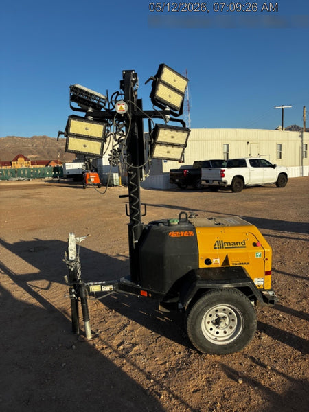 2022 Allmand NLV3GR (4) LED Light Fixture 350W, 23' Vertical Mast, 3kW Prime, Towable, ES Decals, T3