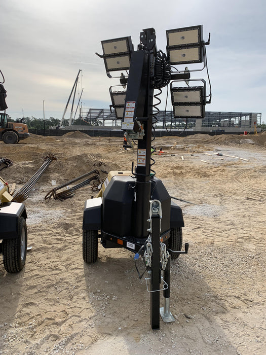 2022 Allmand NLV3GR (4) LED Light Fixture 350W, 23' Vertical Mast, 3kW Prime, Towable, Deep Sea L401, Leveling Jacks, Yanmar T4F 5.8hp